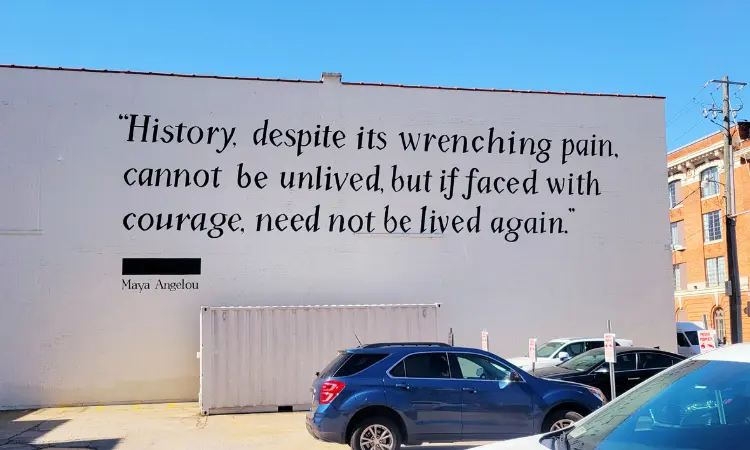 Maya Angelou quote on a wall in Alabama