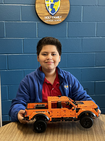 Student with his robotic truck