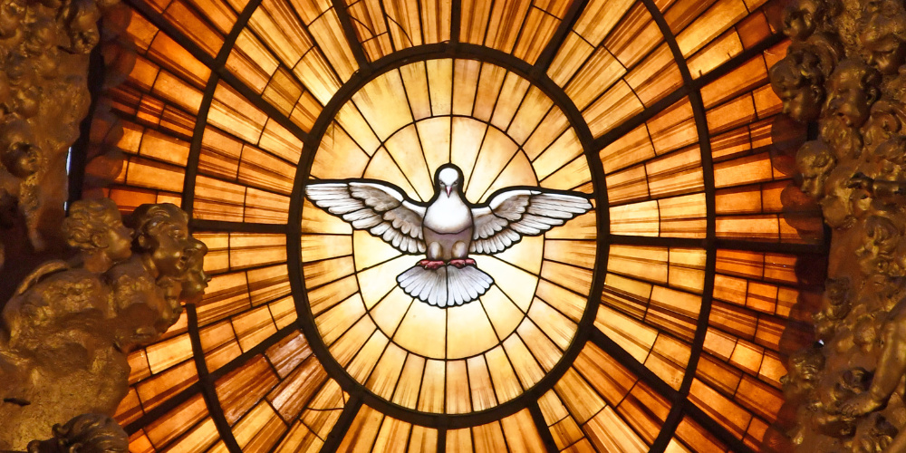 Image of a dove in stained glass