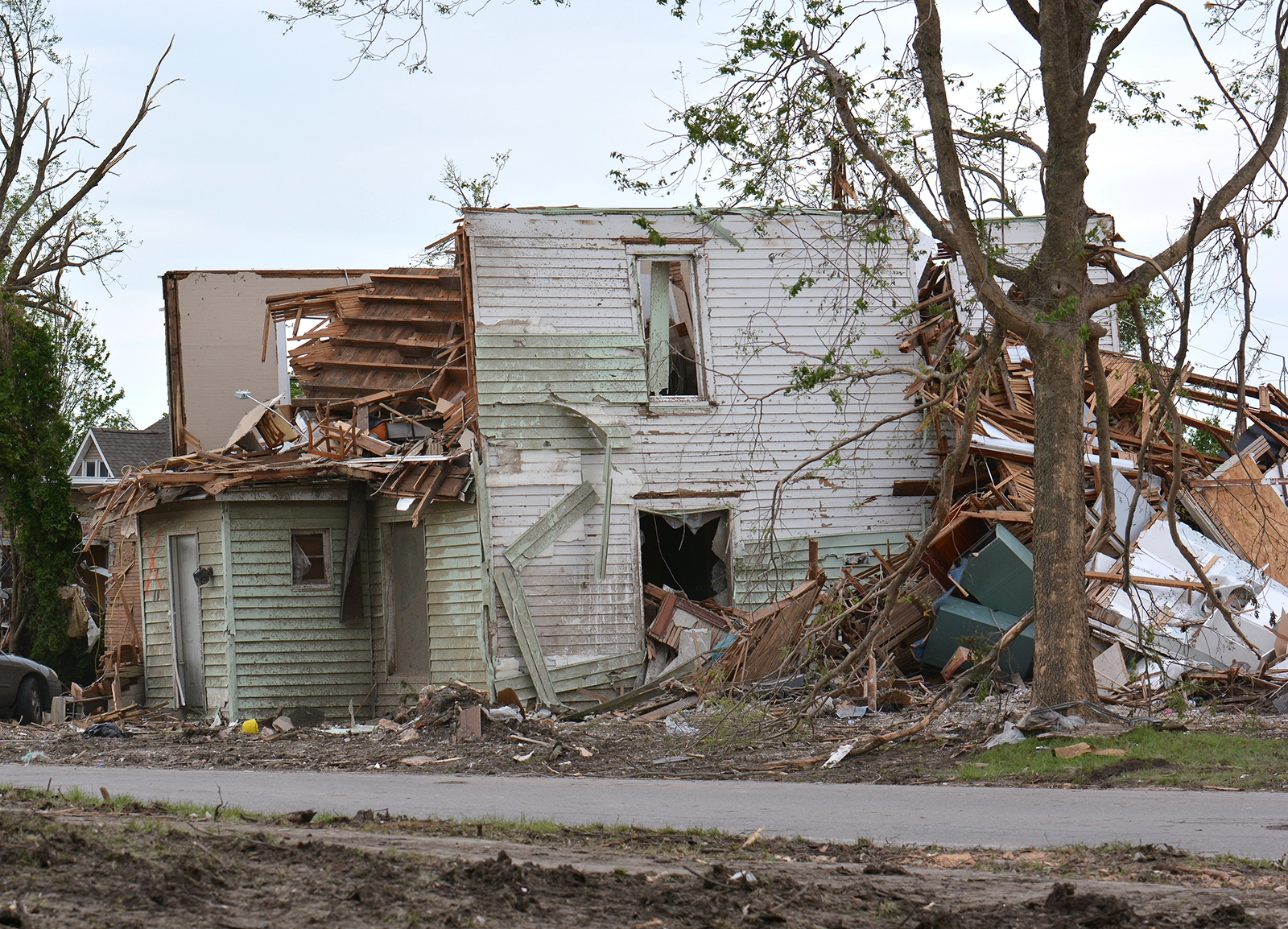 House destroyed by a tornado in Greenfield, Iowa