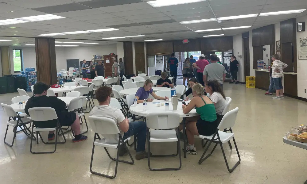 Saint John parishioners in Greenfield, Iowa offer a ref