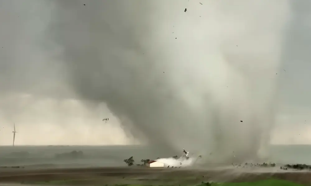 Still image from drone footage of the tornado outside Greenfield, IA on May 21st