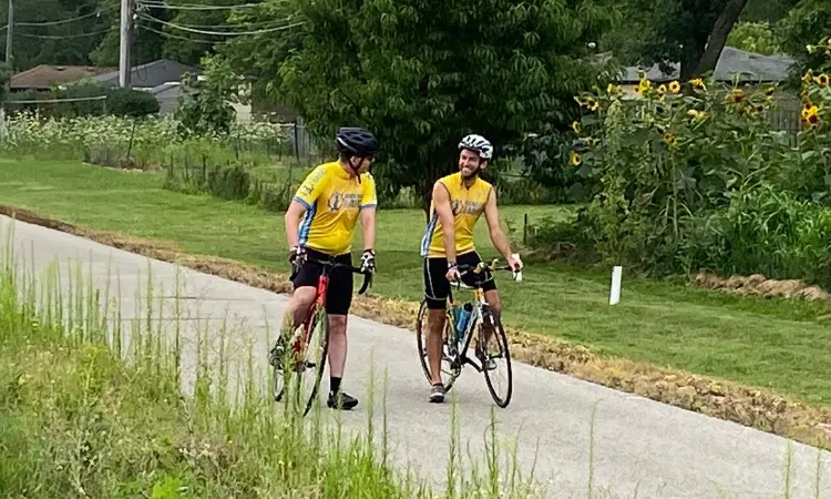 Jimmy Becker and Bishop Joensen  at the 2021 Biking for Babies ride