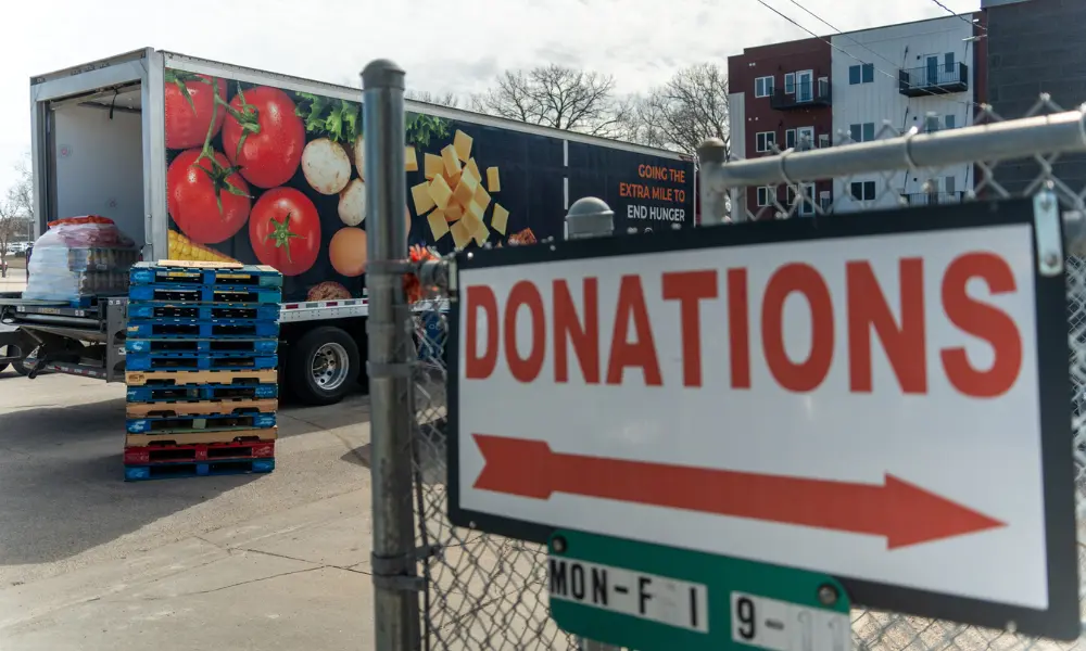 Food donation truck at Food Bank of Iowa