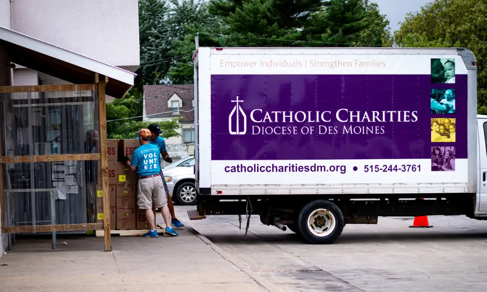 Truck at Catholic Charities Food Pantry in Des Moines